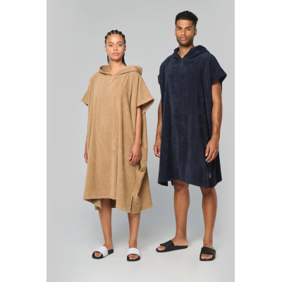 Unisex hooded towelling poncho